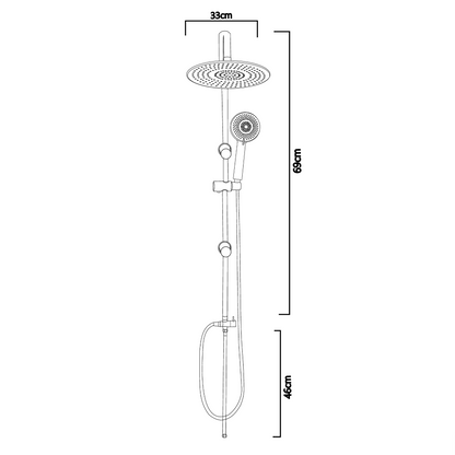 Columna de Ducha Simple Plateada Cromada Sin Griferia
