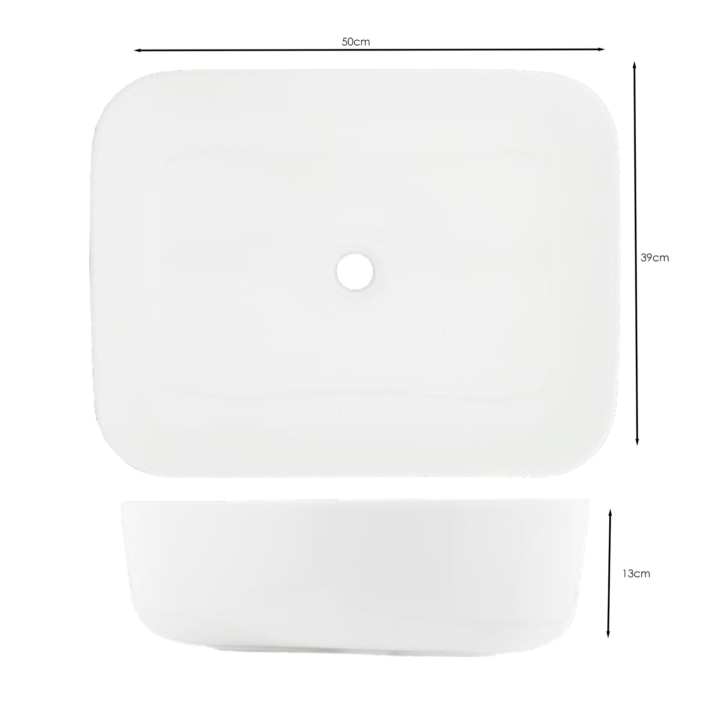 Lavamanos de Sobreponer en Ceramica Rectangular 50*38cm