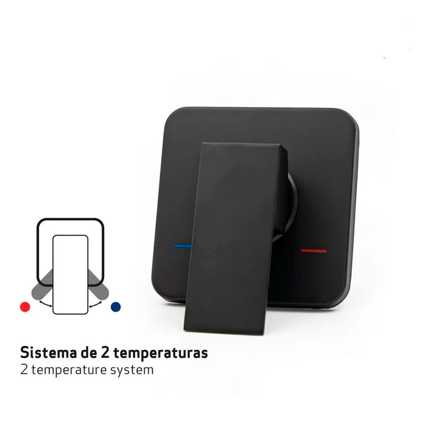 Mezclador Ducha Monocontrol Cuadrado Negro Mate