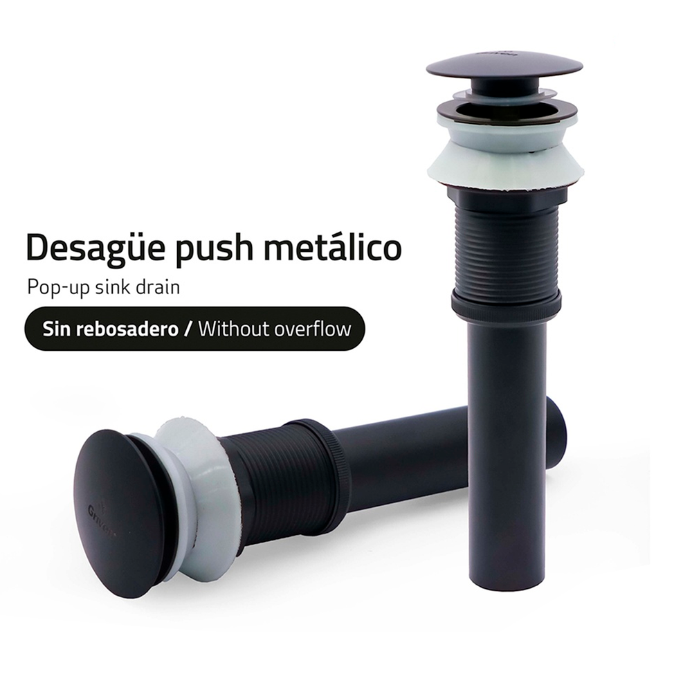 Desague de Push Lavamanos Negro Mate