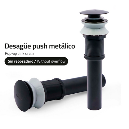 Desague de Push Lavamanos Negro Mate