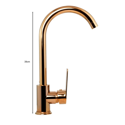 Griferia Lavaplatos Monocontrol En Acero Oro Rosa