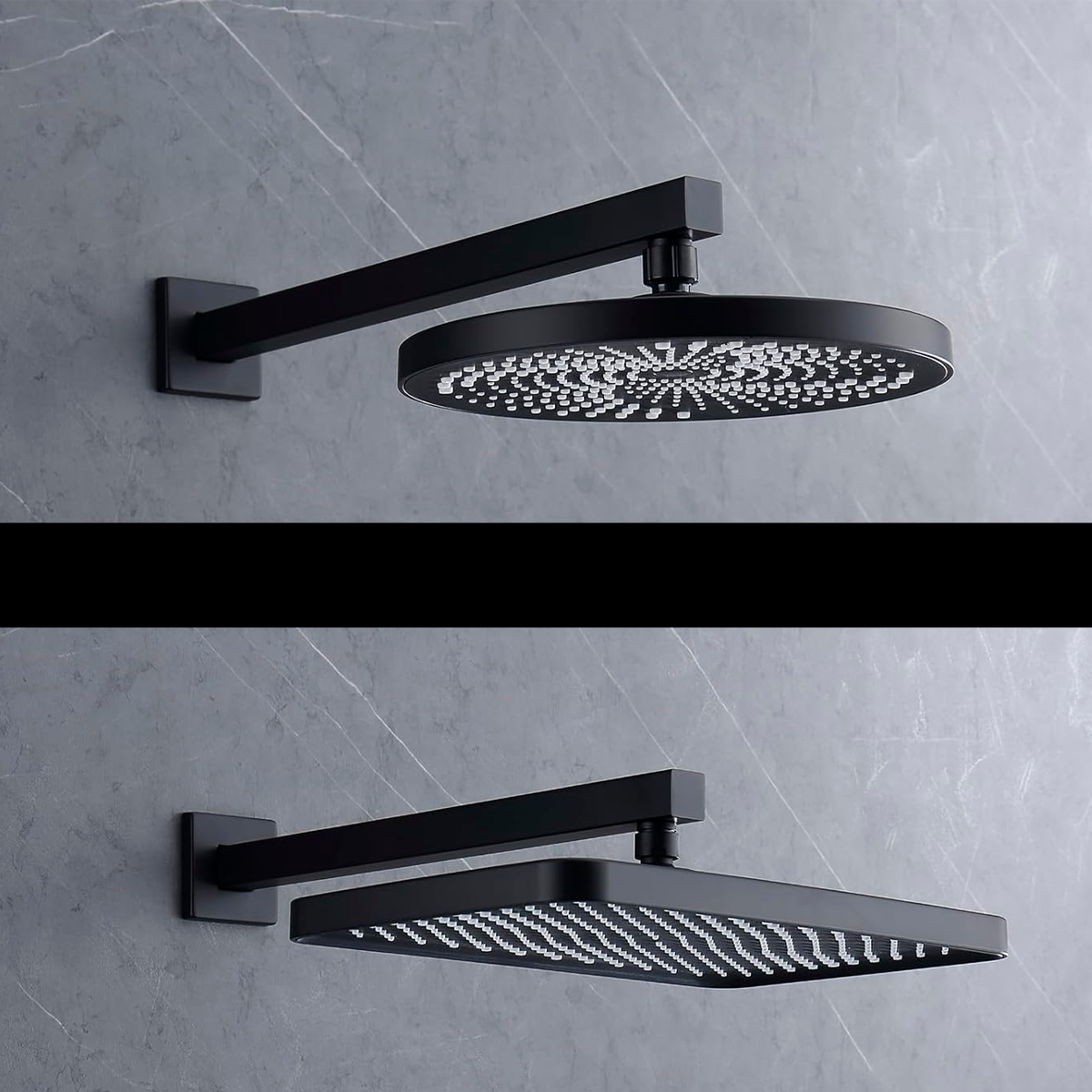 Tubo de Ducha Pared Cuadrado 40cm Negro mate