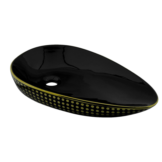 Lavamanos Sobreponer Negro/Dorado Oztra Brillante