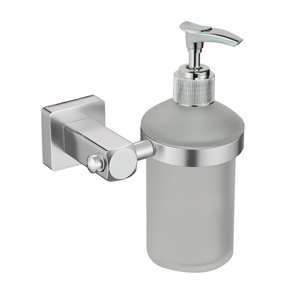 Dispensandor de Jabon Base Cuadrada en Aluminio Plateado
