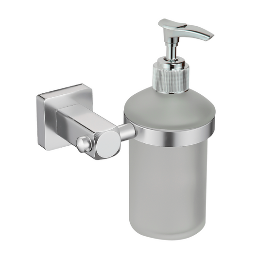 Dispensandor de Jabon Base Cuadrada en Aluminio Plateado