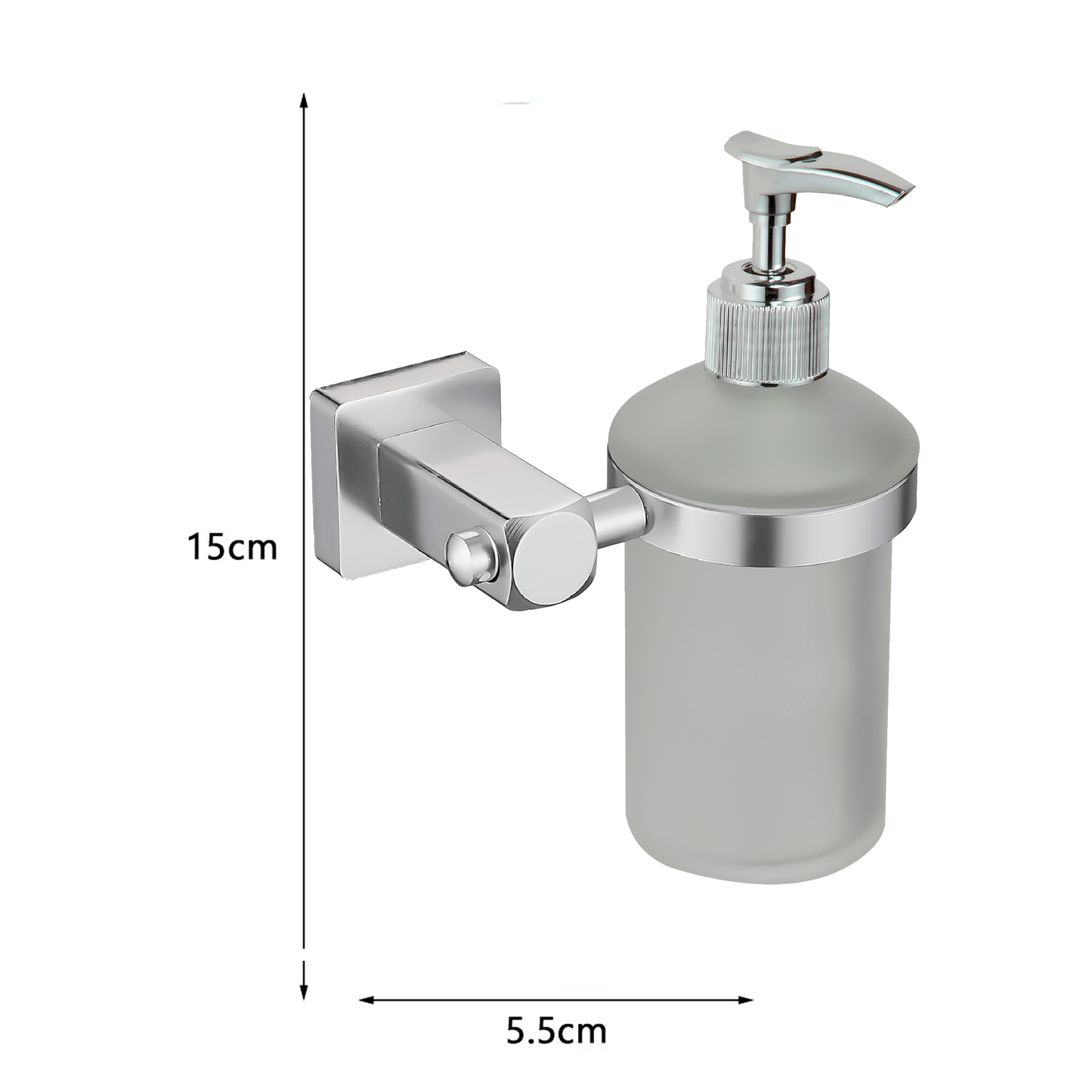 Dispensandor de Jabon Base Cuadrada en Aluminio Plateado