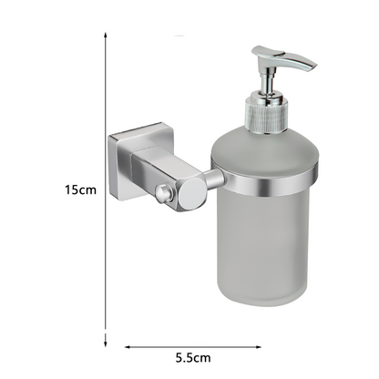 Dispensandor de Jabon Base Cuadrada en Aluminio Plateado
