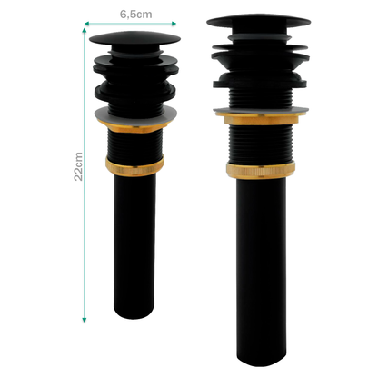 Desague de Push Hongo Lavamanos Negro Mate en Acero