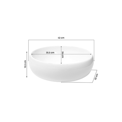Lavamanos En Porcelana Ovalado Blanco De 42*30*15cm
