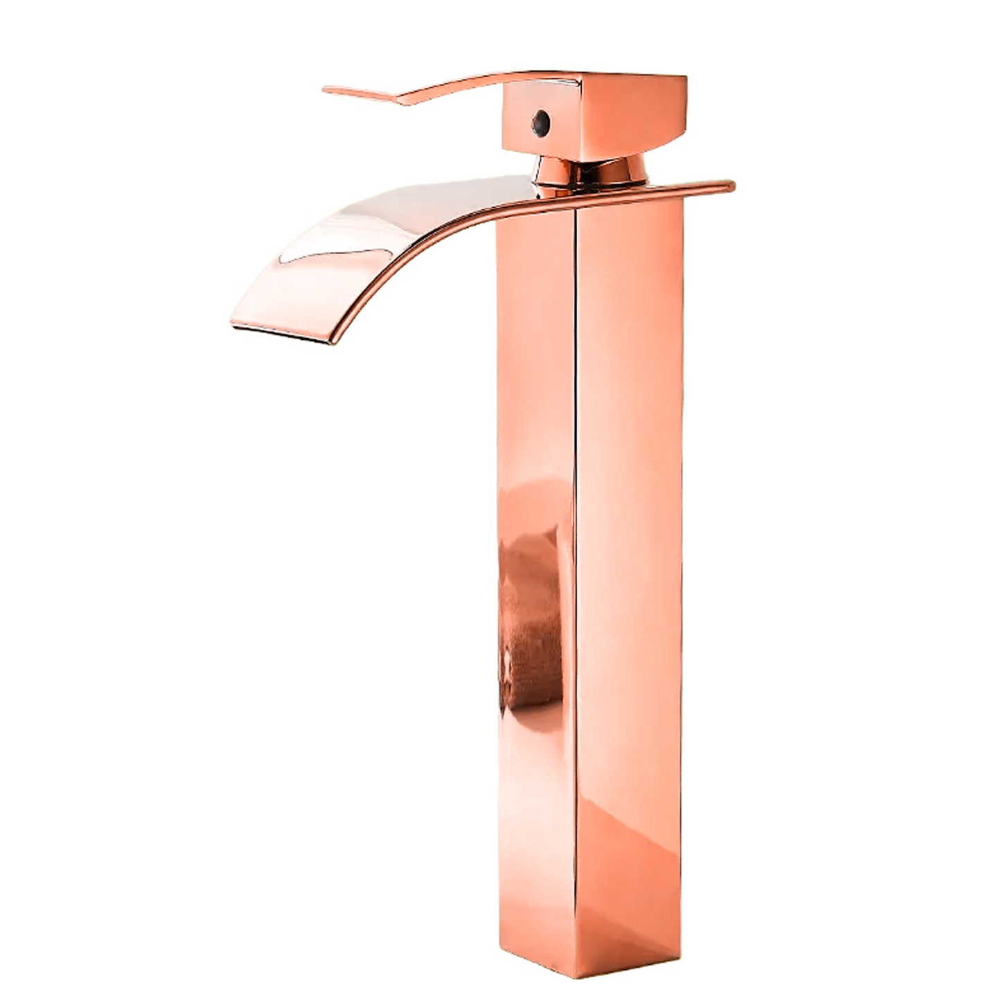 Griferia Lavamanos Alta Rosa Brillante Tipo Cascada