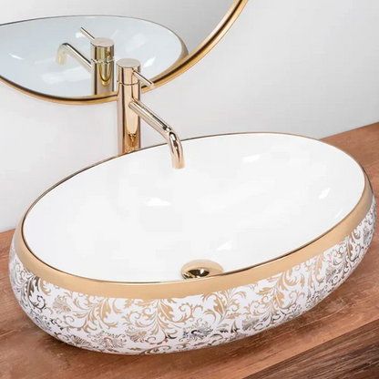 Lavamanos En Porcelana Ovalado Blanco De 42*30*15cm