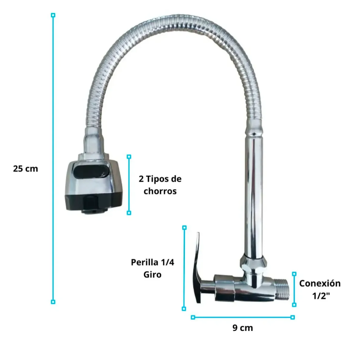 Griferia Lavaplatos Agua Fria Flexible Para Pared