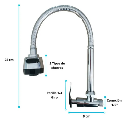 Griferia Lavaplatos Agua Fria Flexible Para Pared