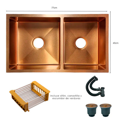 Combo Lavaplatos 77*45cm+griferia Lvp Oro Gourmet+acc