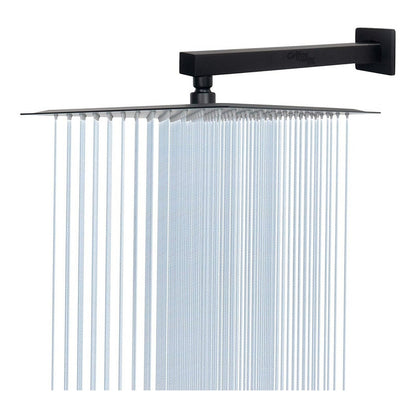Regadera Ducha Negra Acero Inox.cuadrada 15cm-incluye Tubo