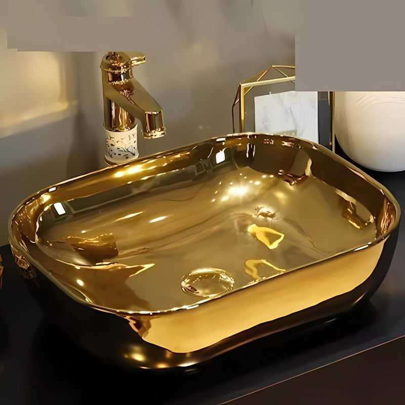 Lavamanos - Baño Dorado De Lujo Rectangular  Doha