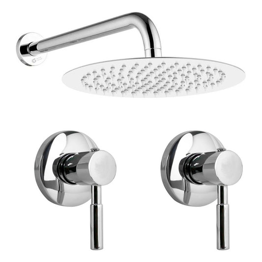 Kit Ducha Redonda 15cm+tubo+mezclador Ducha + Manijas Yw