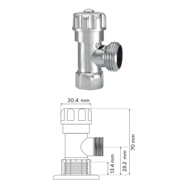 Llave Lavadora Metálica Cromada