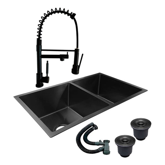 Combo Lavaplatos Doble 77*45cm+griferia Lvp Negra 1905+ Acc
