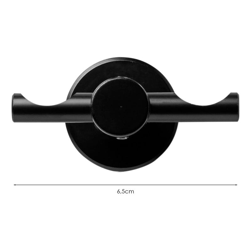 Perchero Para Baño En Aluminio Negro Base Redonda