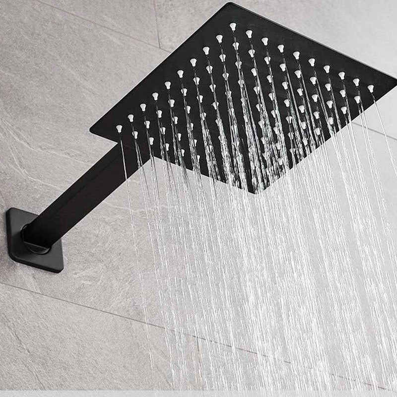 Ducha Regadera Acero Inox. Cuadrada 30cm Negra + Tubo Cuadra