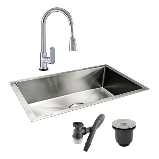 Combo Lavaplatos 100*40cm+grif.extraible Cromo+accesorios