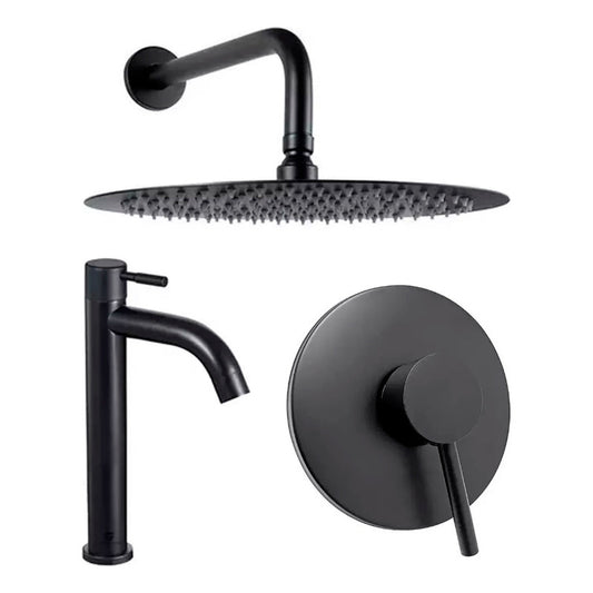 Kit Griferia Lavamanos+ Ducha, Negro