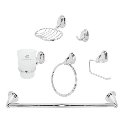 Juego De Accesorios Para Baño Cromado Ovalado X6 Piezas