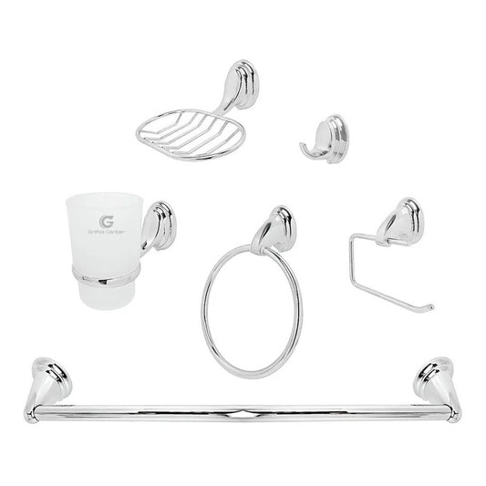 Juego De Accesorios Para Baño Cromado Ovalado X6 Piezas