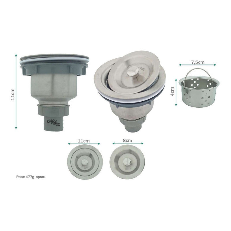 Desague/canasta Lavaplatos Acero Inoxidable
