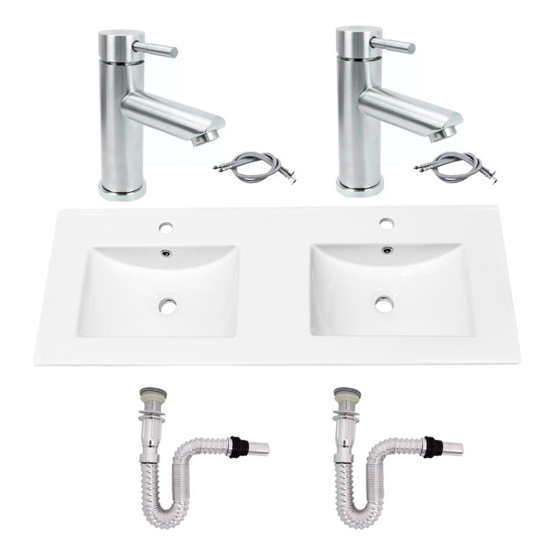 Kit Placa Doble Lavam.121*46.5cm+griferia Monoc+push Flex17