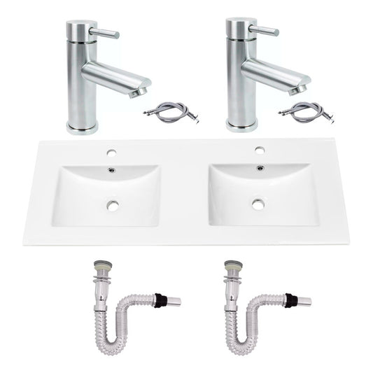 Kit Placa Doble Lavam.121*46.5cm+griferia Monoc+push Flex17