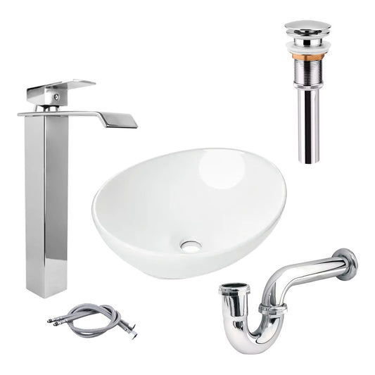 Combo Lavamanos Canoa+griferia Monocontrol+push+sifon Gf7