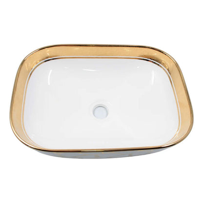 Lavamanos Rectangular Egipcio Dorado/blanca 45.5*32.5*13.5cm