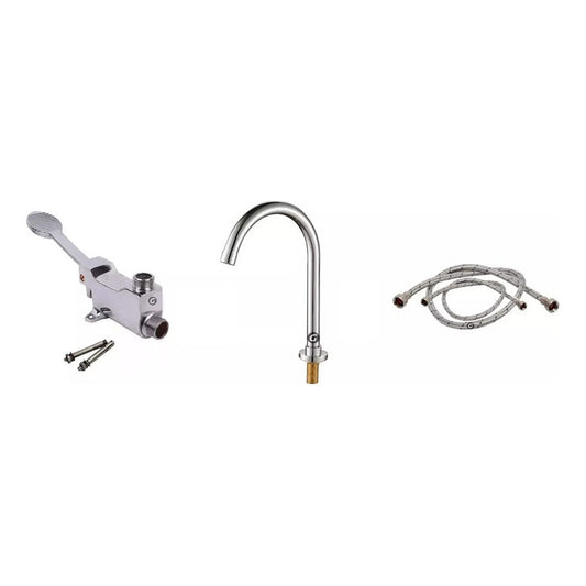 Kit Valvula De Pedal+cuello Giratorio+acoples Institucional