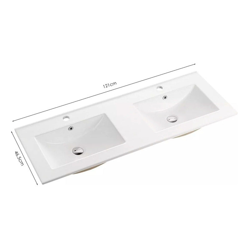 Placa Lavamanos Blanco Doble Poceta 121x46.5x17.5cm