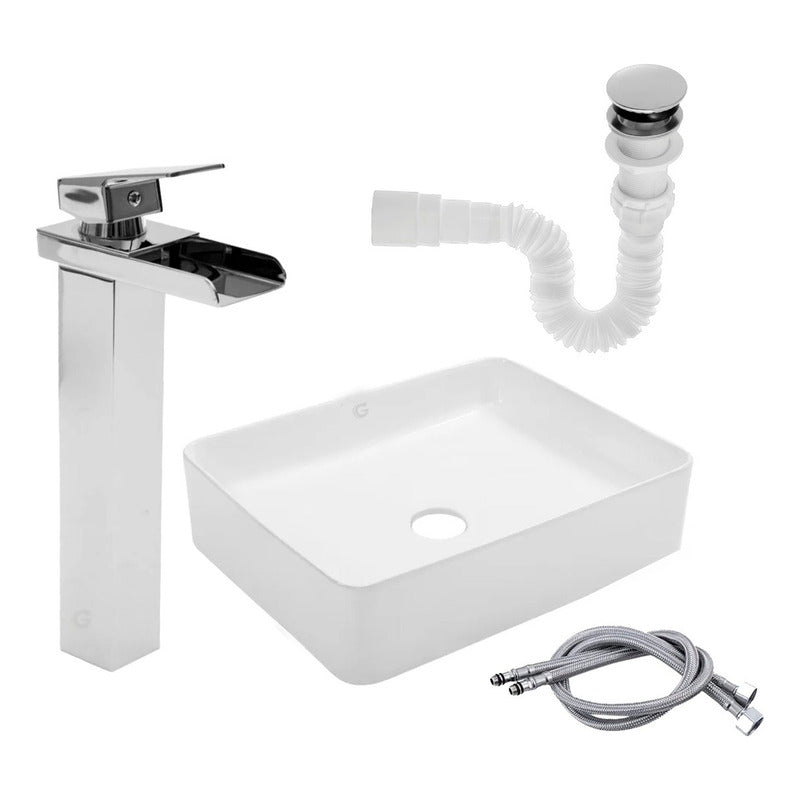 Kit Lavamanos Rectangular+grifo Monocontrol Cascada Brill.