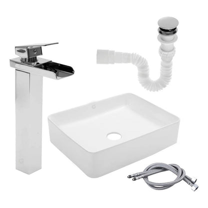 Kit Lavamanos Rectangular+grifo Monocontrol Cascada Brill.