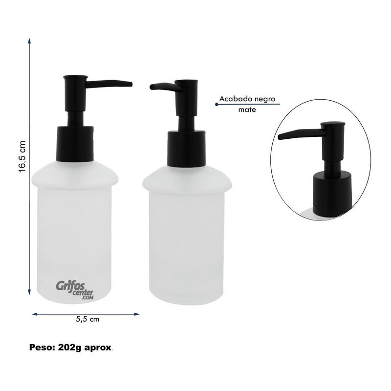 Dispensador De Jabón Liquido Vidrio Tapa Negra