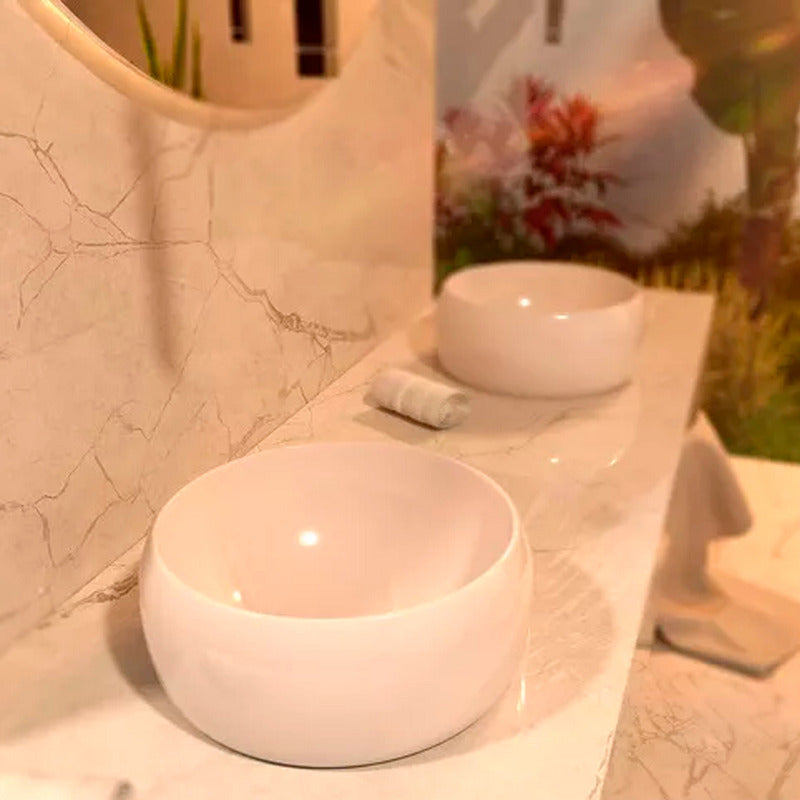 Lavamanos Redondo De Sobreponer Blanco  31*31*14,5cm