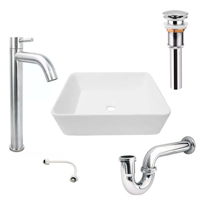 Combo Lavamanos Rectang.+griferia Agua Fria+push Y Sifon Gf2