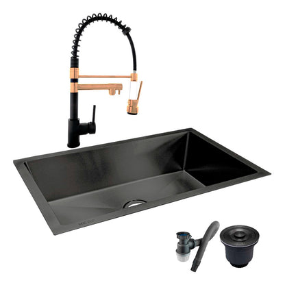 Combo Lavaplatos 100*45cm+griferia Lvp Negra 2+ Accesorios