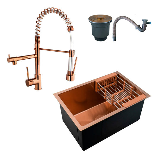 Combo Lavaplatos 51*45cm+griferia Lvp Gourmet Rose+acc