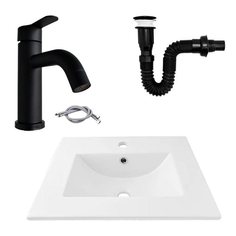 Kit Placa Lavamanos 51*40cm+griferia Monocontrol+push Negro6