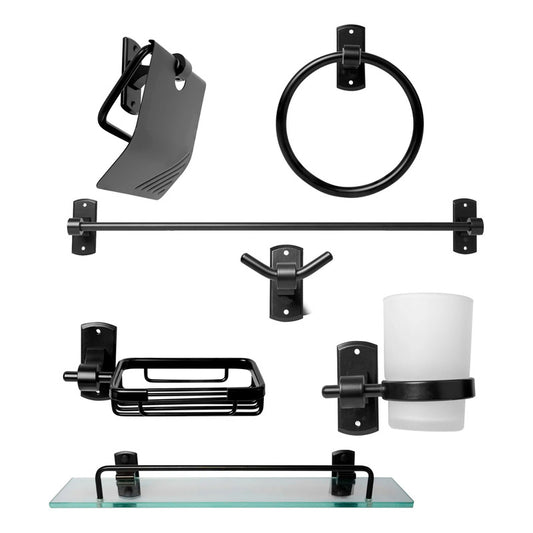 Juego De Accesorios Para Baño Negro En Aluminio X7