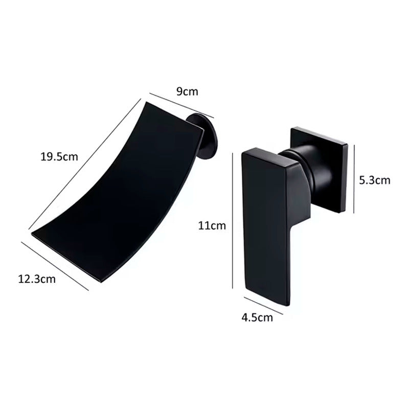Griferia Monocontrol A Pared Tipo Cascada Negro Mate