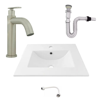 Kit Placa Lavamanos 61*40cm+griferia Agua Fria+push Flex. 15