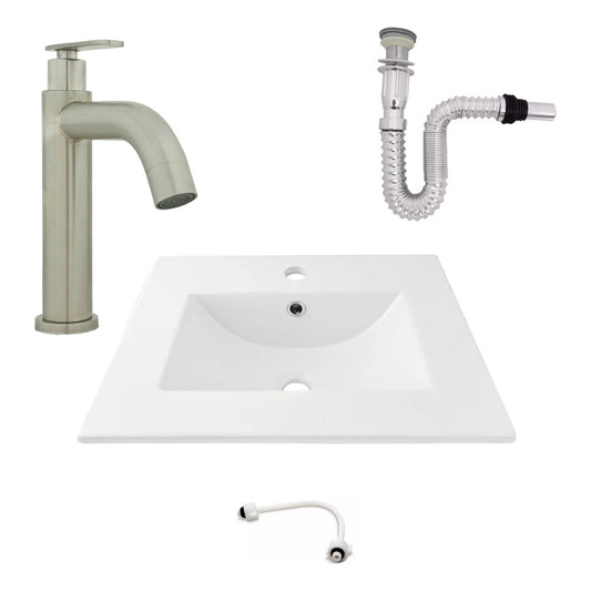 Kit Placa Lavamanos 61*40cm+griferia Agua Fria+push Flex. 15