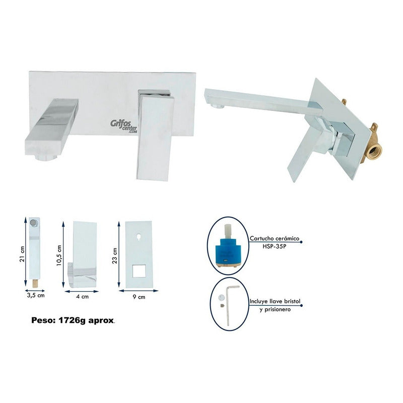 Mezclador De Ducha Monocontrol Pico Cuadrado Pared